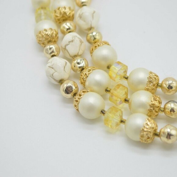 Japan Signed Multi-Strand Ivory Faux Pearl Prystal - Picture 5 of 7